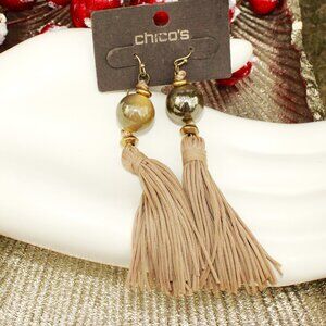 NWT Chico's Tan Tassel Earrings